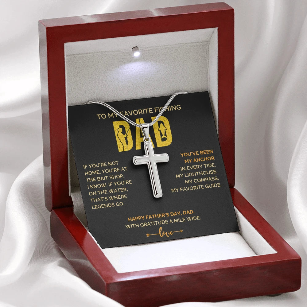 Polished stainless steel Artisan Cross Necklace for Men My Anchor Message Card Jewelry Luxury Box