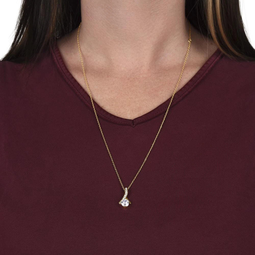 To My Mother-in-law 18K Yellow Gold Alluring Beauty Necklace From Bride or Daughter-in-law Our New Bond Display on Neck