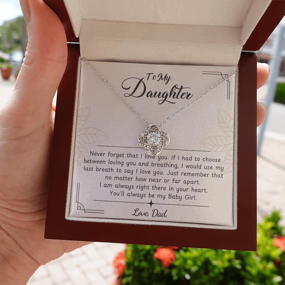 To My Wife 14K White Gold Love Knot Necklace From Dad Baby Girl Message Card Jewelry Luxury Box