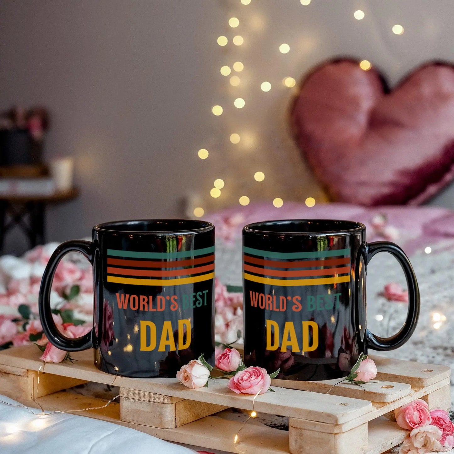 11 oz Black Ceramic Mug for Father Father's Day Gift Best Dad Double Showcase