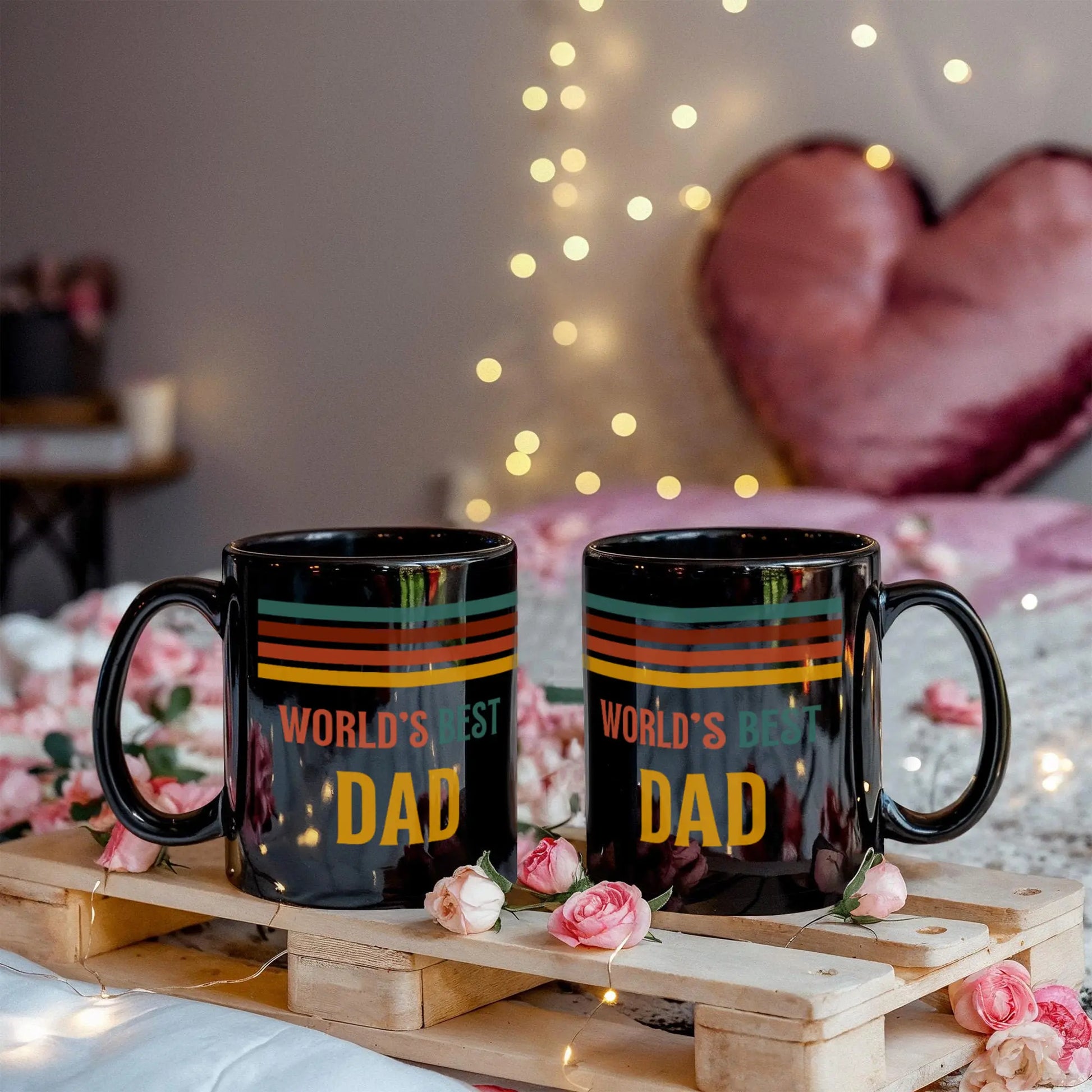 11 oz Black Ceramic Mug for Father Father's Day Gift Best Dad Double Showcase