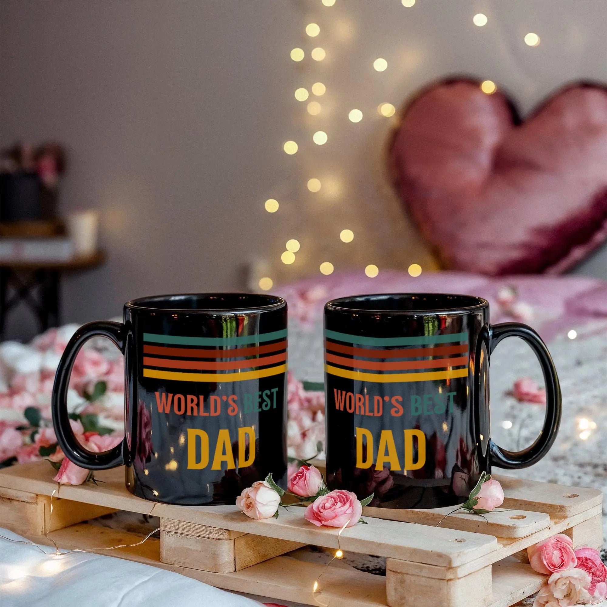 11 oz Black Ceramic Mug for Father Father's Day Gift Best Dad Double Showcase