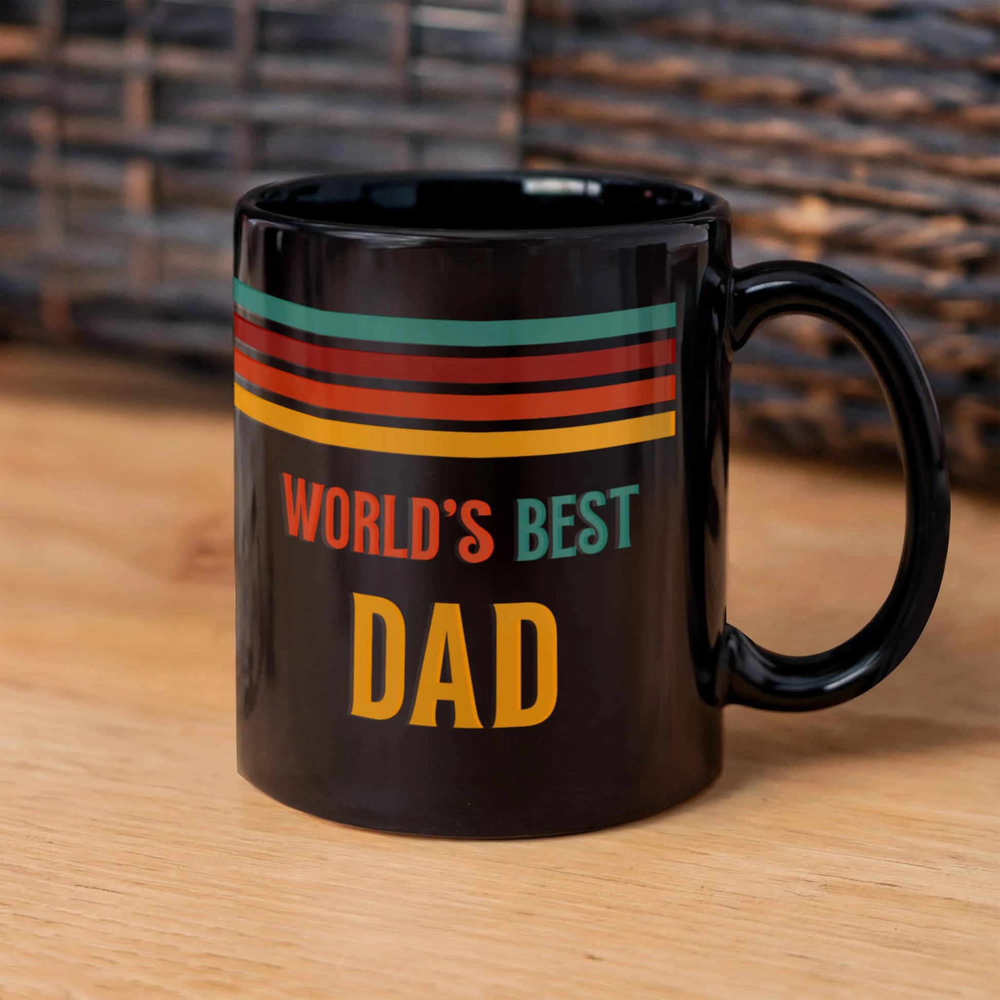 11 oz Black Ceramic Mug for Father Father's Day Gift Best Dad Showcase On The Table