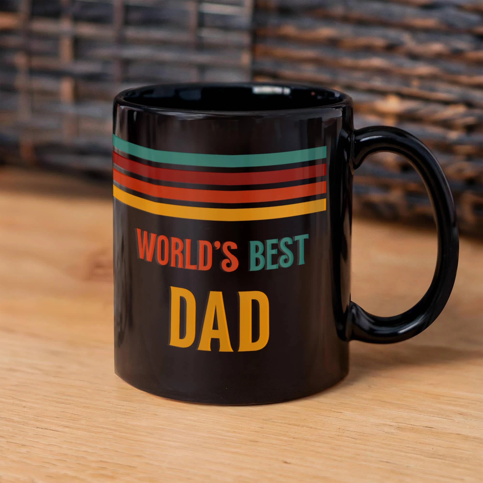 11 oz Black Ceramic Mug for Father Father's Day Gift Best Dad Showcase On The Table