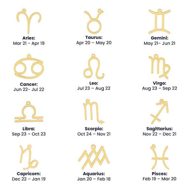 12 18k yellow gold zodiac sign necklaces
