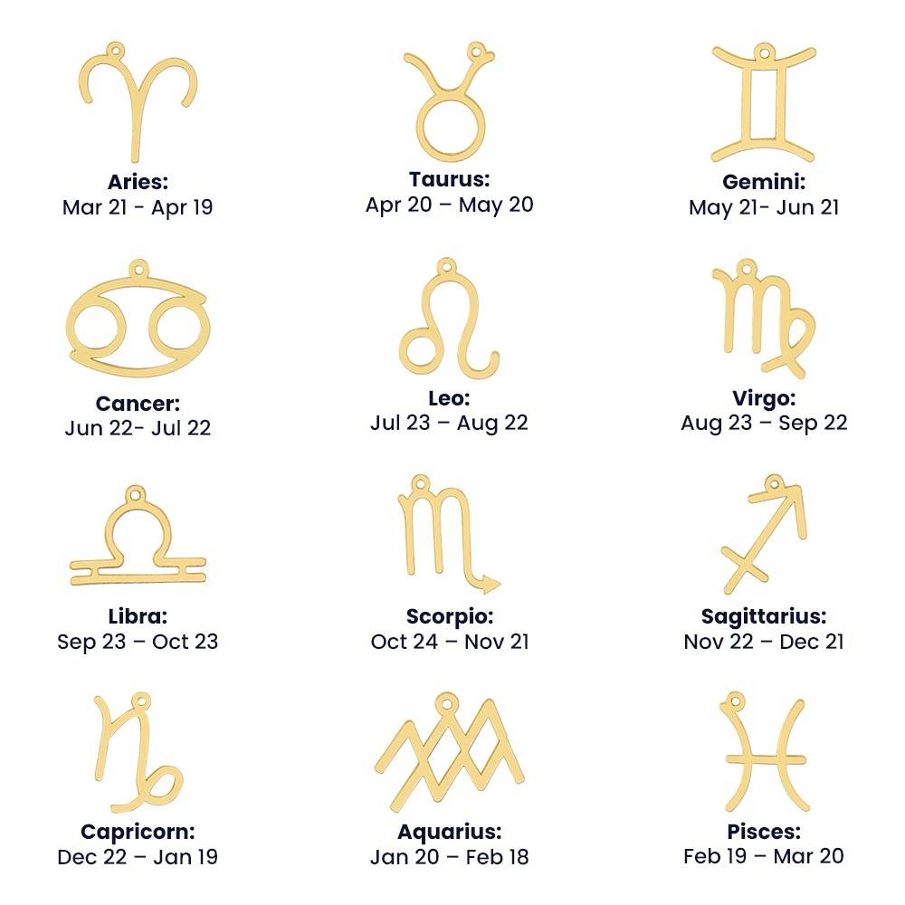12 18k yellow gold zodiac sign necklaces