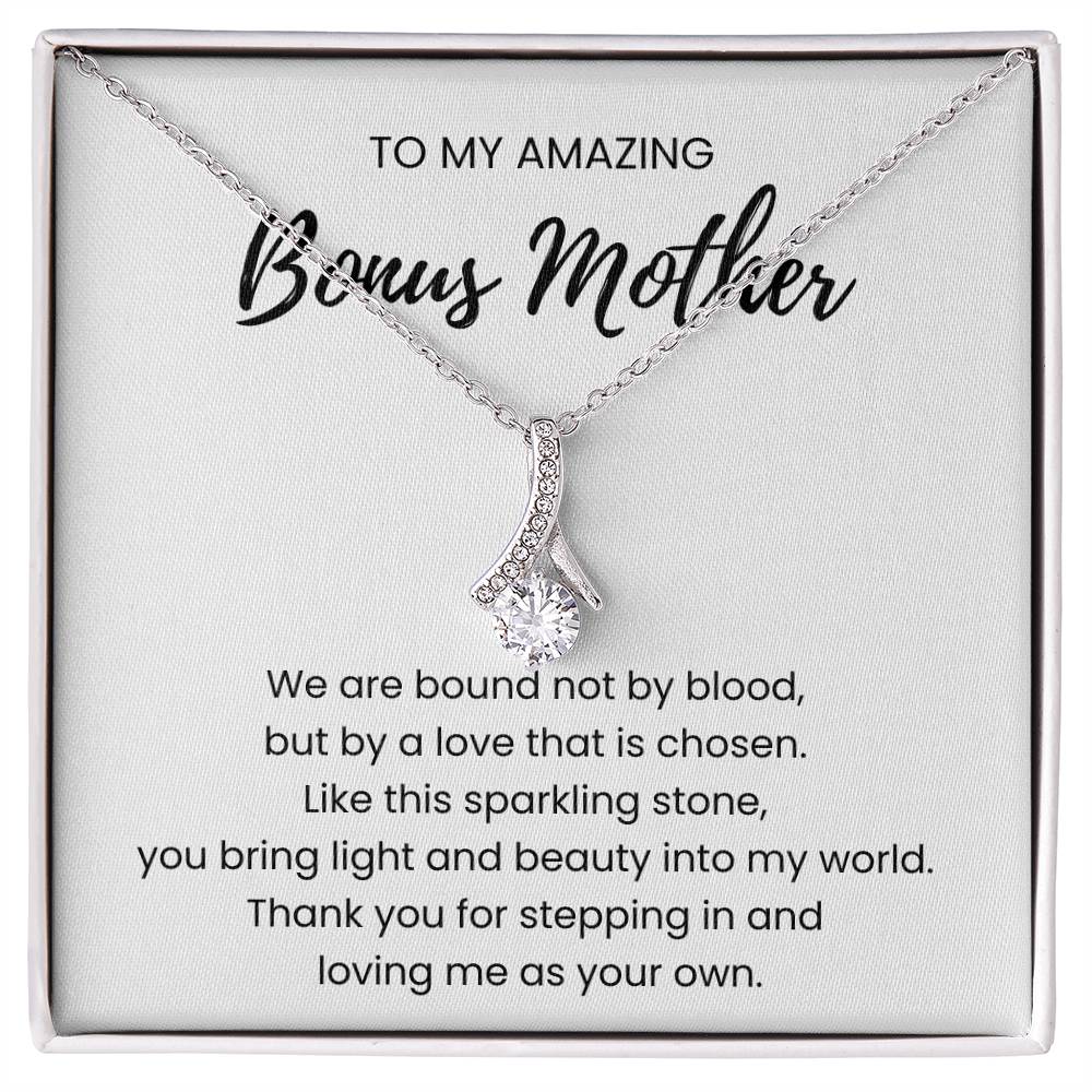 14K White Gold Alluring Beauty Necklace Sweetest Devotion Flower Bouquet Bundle For My Bonus Mom - We Are Bound Message Card Jewelry