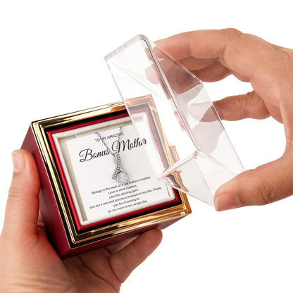 14K White Gold Alluring Beauty Necklace With Rotating Rose Gift Box For Bonus Mom - Be My Mom