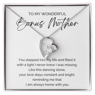 14K White Gold Forever Love Necklace Sweetest Devotion Flower Bouquet Bundle For My Bonus Mom Your Love Message Card Jewelry