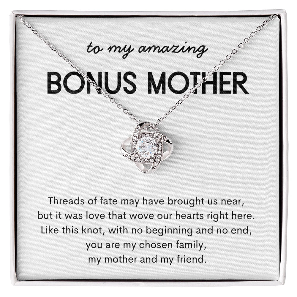 14K White Gold Love Knot Necklace Sweetest Devotion Flower Bouquet Bundle For My Bonus Mom My Chosen Family Message Card Jewelry