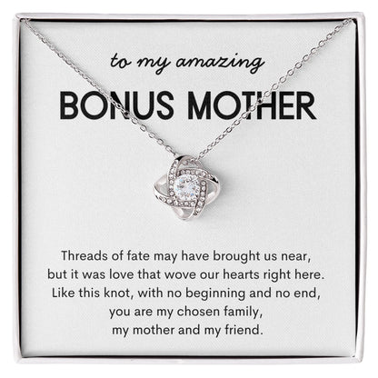 14K White Gold Love Knot Necklace Sweetest Devotion Flower Bouquet Bundle For My Bonus Mom My Chosen Family Message Card Jewelry