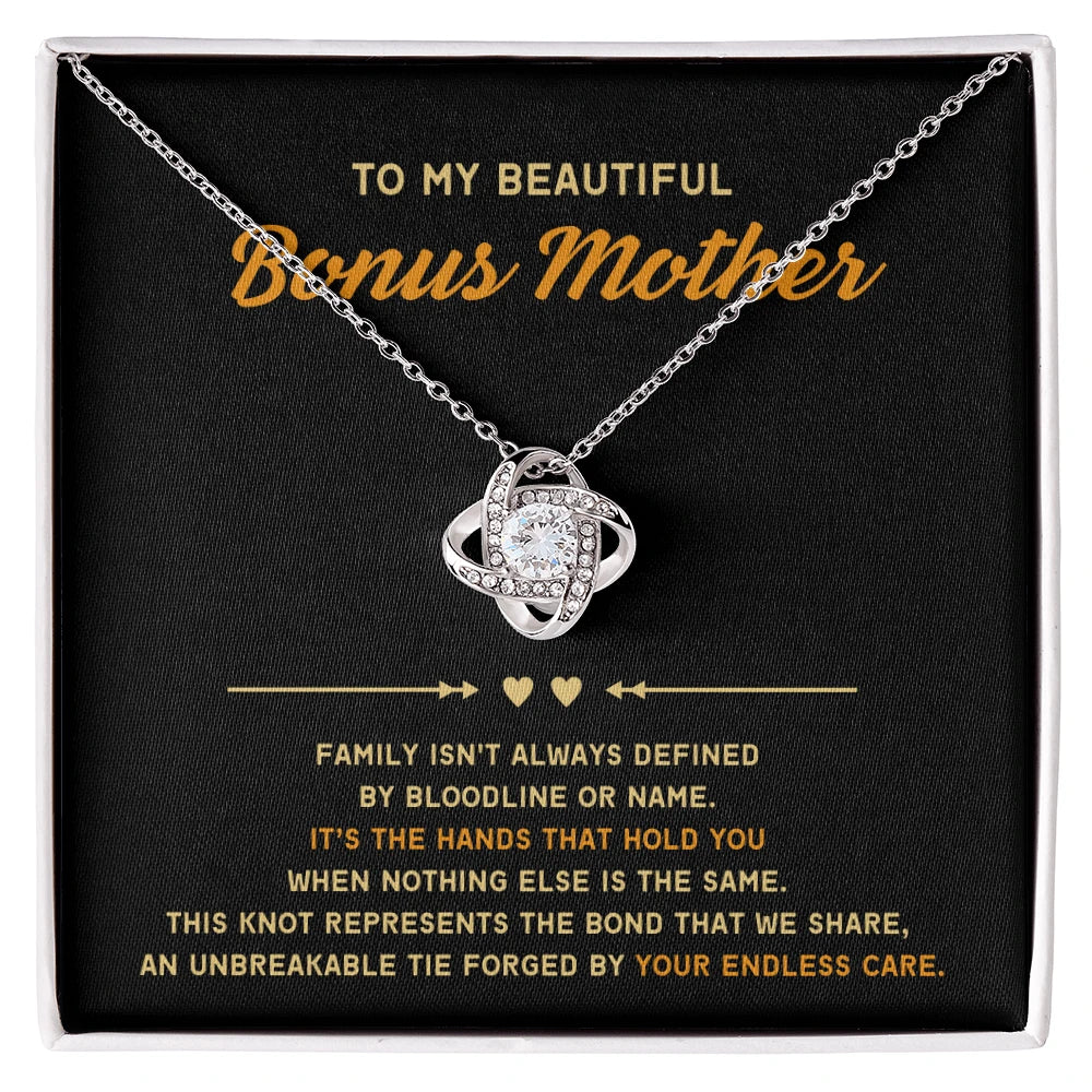 14K White Gold Love Knot Necklace Sweetest Devotion Flower Bouquet Bundle For My Bonus Mom Your Endless Care Message Card Jewelry