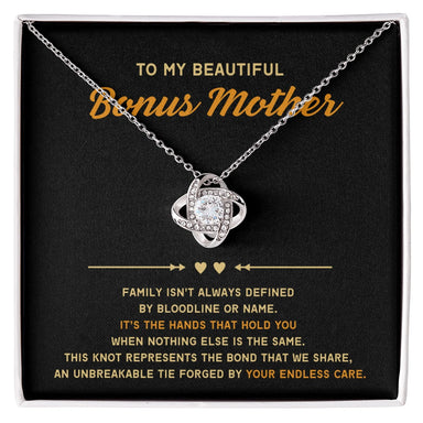 14K White Gold Love Knot Necklace Sweetest Devotion Flower Bouquet Bundle For My Bonus Mom Your Endless Care Message Card Jewelry
