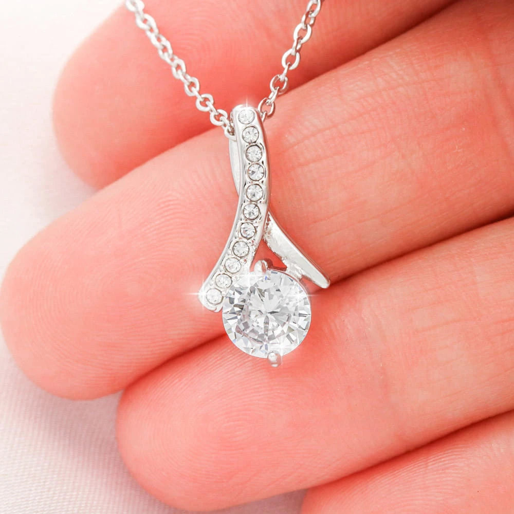 14k White Gold Alluring Beauty Necklace Apology Gifts for Her I'm Sorry Display In Hand