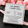 14k White Gold Alluring Beauty Necklace Apology Gifts for Her I'm Sorry Message Card Jewelry Standard Box