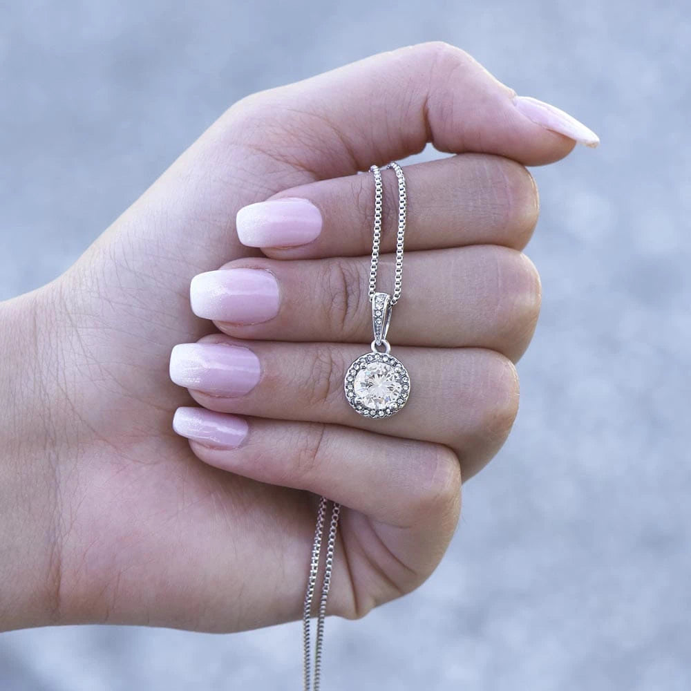 14k White Gold Eternal Hope Necklace Gift for Her Display in Hand