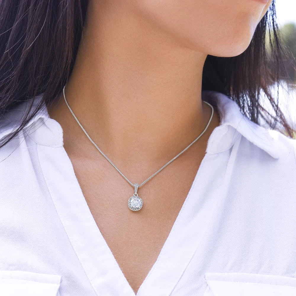 14k White Gold Eternal Hope Necklace Gift for Her Display on Neck