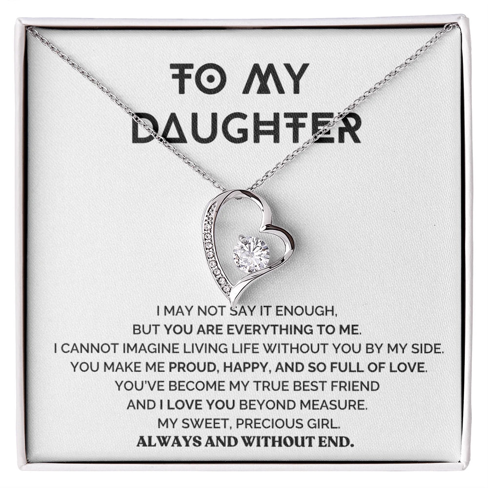 14k White Gold Forever Love Necklace For My Daughter You Are Everything Message Card Jewelry