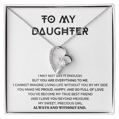 14k White Gold Forever Love Necklace For My Daughter You Are Everything Message Card Jewelry
