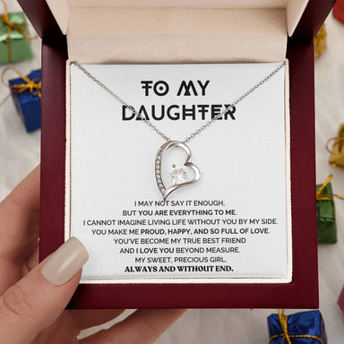 14k White Gold Forever Love Necklace For My Daughter You Are Everything Message Card Jewelry Luxury Box