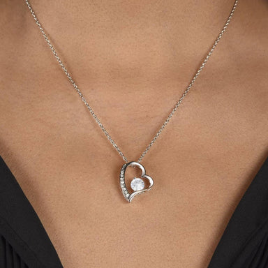 14k White Gold Forever Love Necklace For My Daughter You Are Everything Message Card Jewelry Showcase On Neck