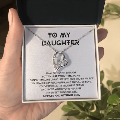 14k White Gold Forever Love Necklace For My Daughter You Are Everything Message Card Jewelry Standard Box