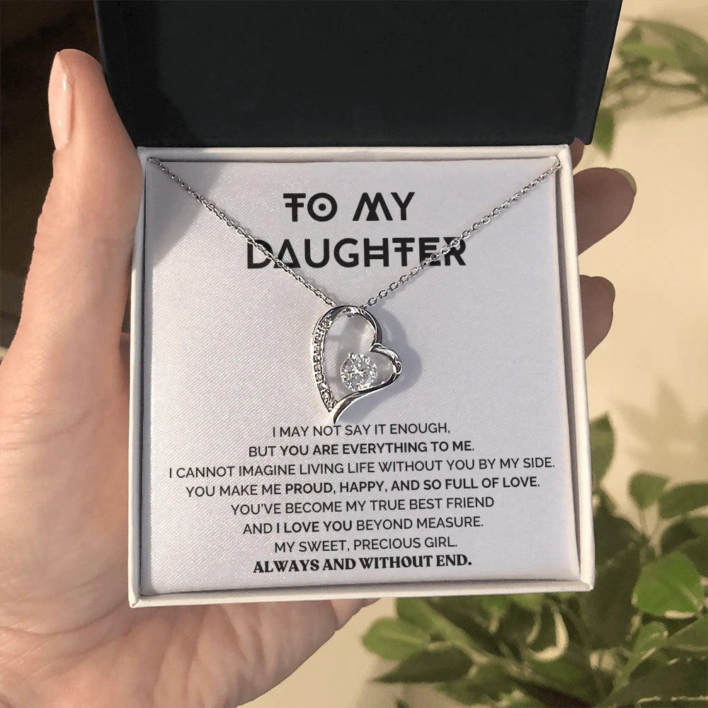 14k White Gold Forever Love Necklace For My Daughter You Are Everything Message Card Jewelry Standard Box
