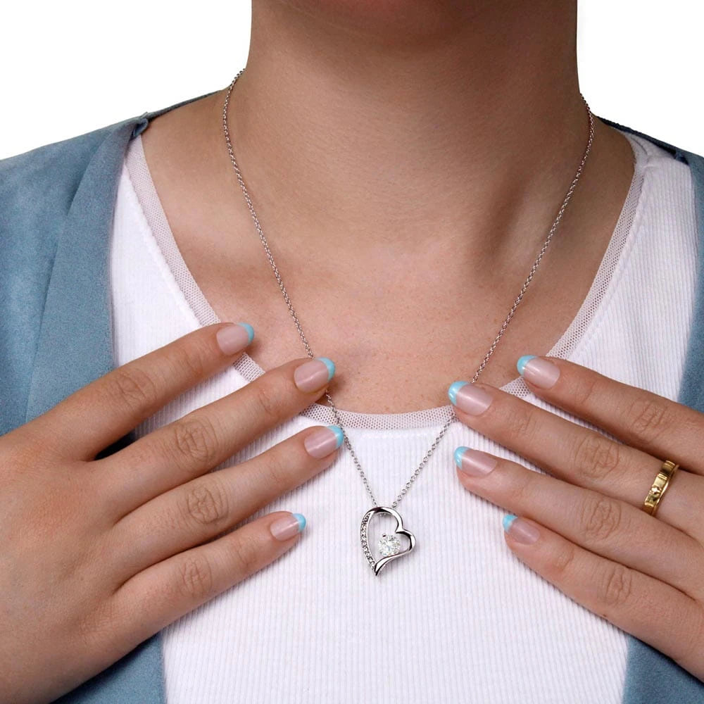 14k White Gold Forever Love Necklace Gift For Her