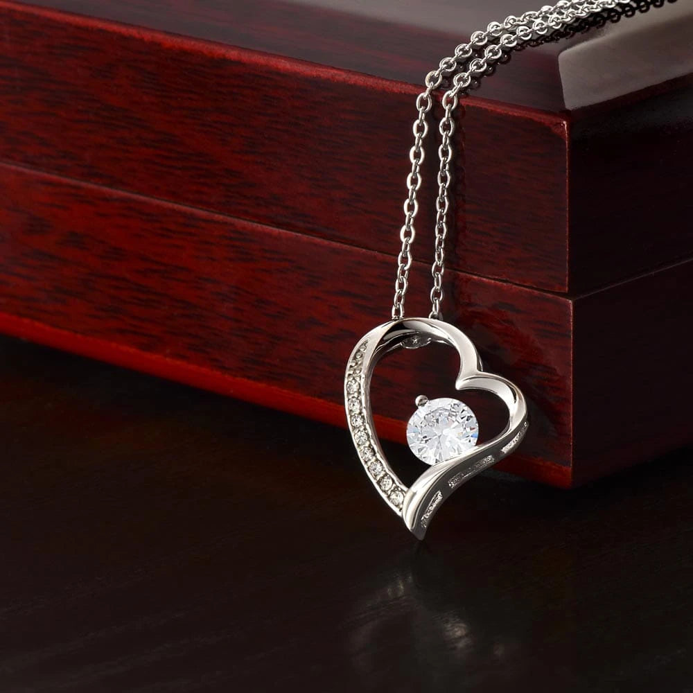 14k White Gold Forever Love Necklace Gift For Her Luxury Box