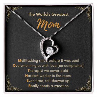 14k White Gold Forever Love Necklace for Mom Mother's Day Gift Message Card Jewelry