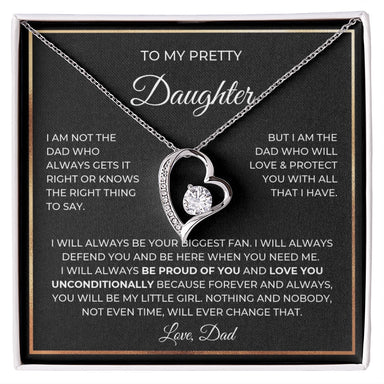 14k White Gold Forever Love Necklace for daughter from Dad Forever Always Message Card Jewelry
