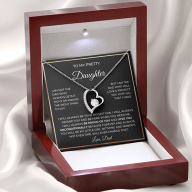 14k White Gold Forever Love Necklace for daughter from Dad Forever Always Message Card Jewelry Luxury Box