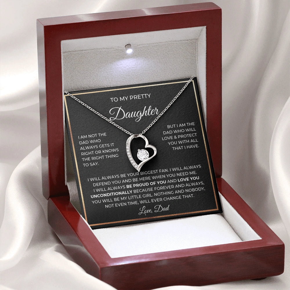 14k White Gold Forever Love Necklace for daughter from Dad Forever Always Message Card Jewelry Luxury Box