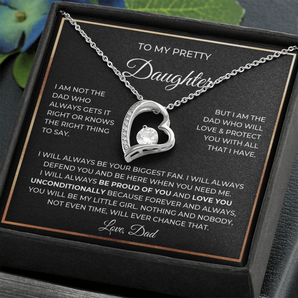 14k White Gold Forever Love Necklace for daughter from Dad Forever Always Message Card Jewelry Standard Box
