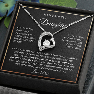 14k White Gold Forever Love Necklace for daughter from Dad Forever Always Message Card Jewelry Standard Box