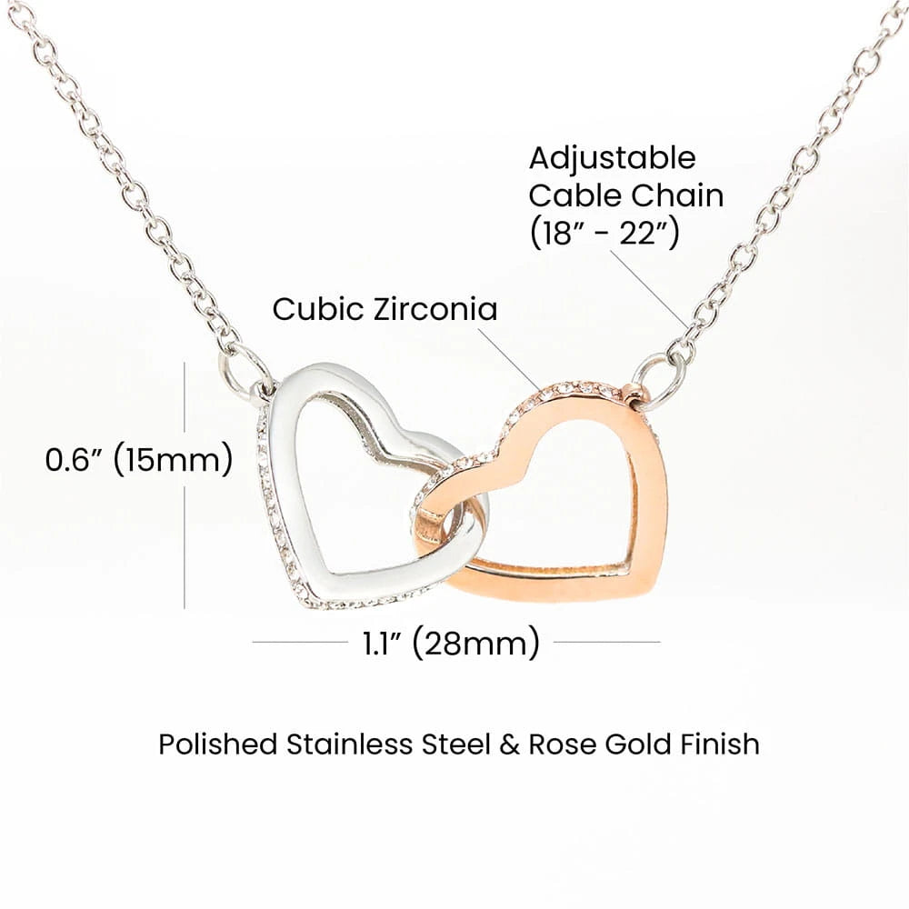 14k White Gold Interlocking Hearts Necklace for My Granddaughter I Love You Message Card Jewelry Product Detals