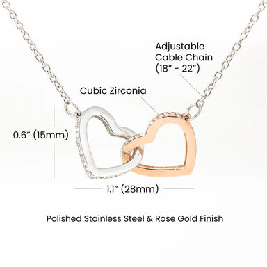 14k White Gold Interlocking Hearts Necklace for My Granddaughter I Love You Message Card Jewelry Product Detals