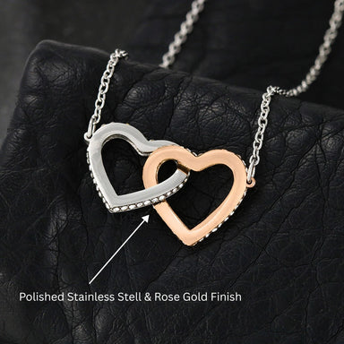 14k White Gold Interlocking Hearts Necklace for My Granddaughter I Love You Message Card Jewelry Showcase