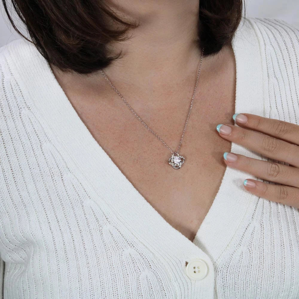 14k White Gold Love Knot Necklace Gift For Her