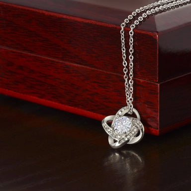 14k White Gold Love Knot Necklace Gift For Her Luxury Box