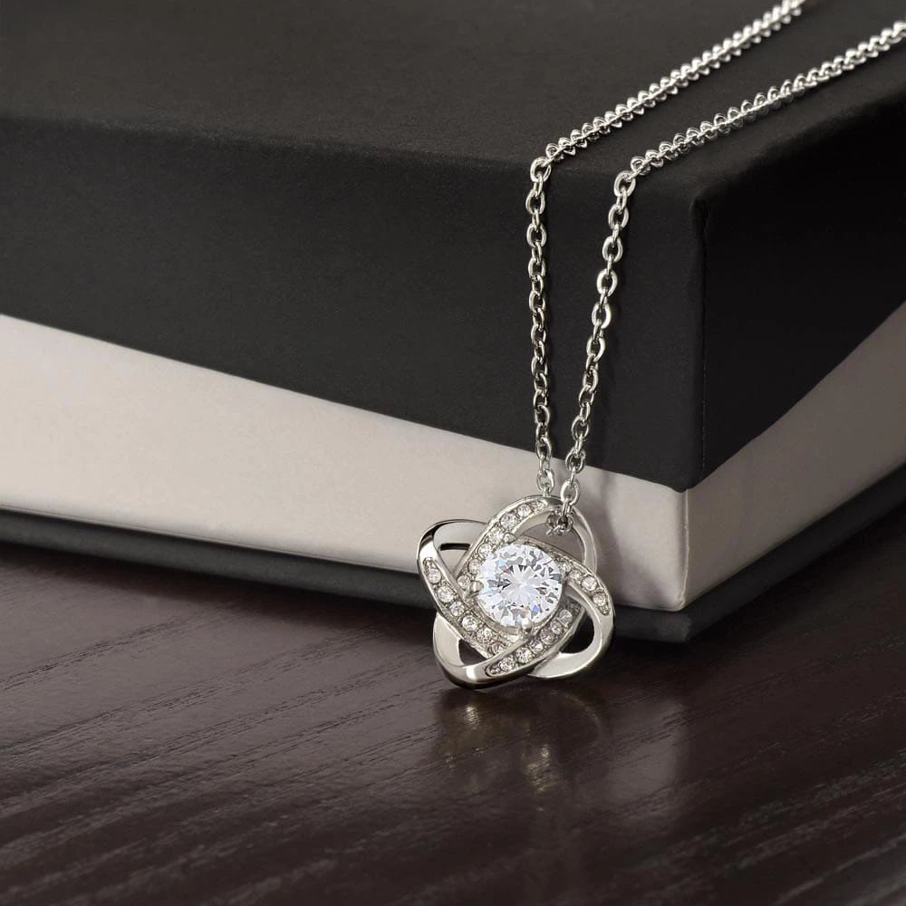 14k White Gold Love Knot Necklace Gift For Her Standard Box