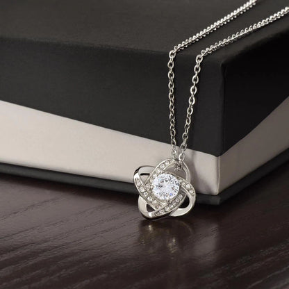 14k White Gold Love Knot Necklace Gift For Her Standard Box