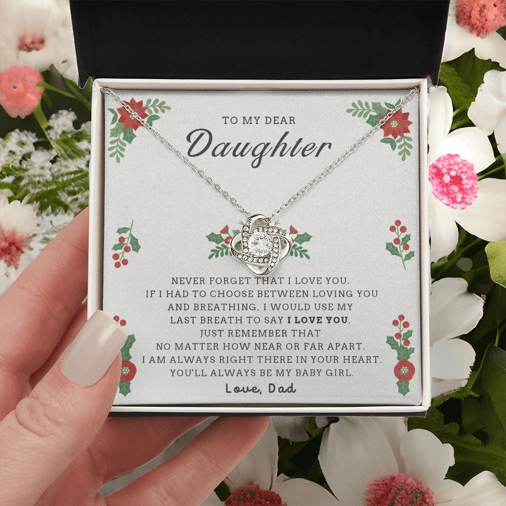 14k White Gold Love Knot Necklace for Daughter from Dad Christmas Necklace Gift I Love You Standard Box