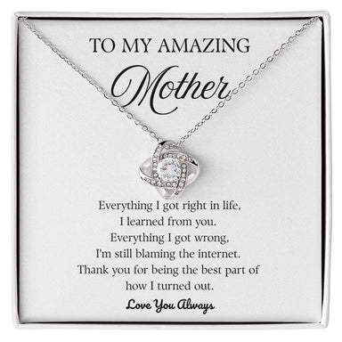 14k White Gold Love Knot Necklace for Mom Mother's Day Gift Thank You