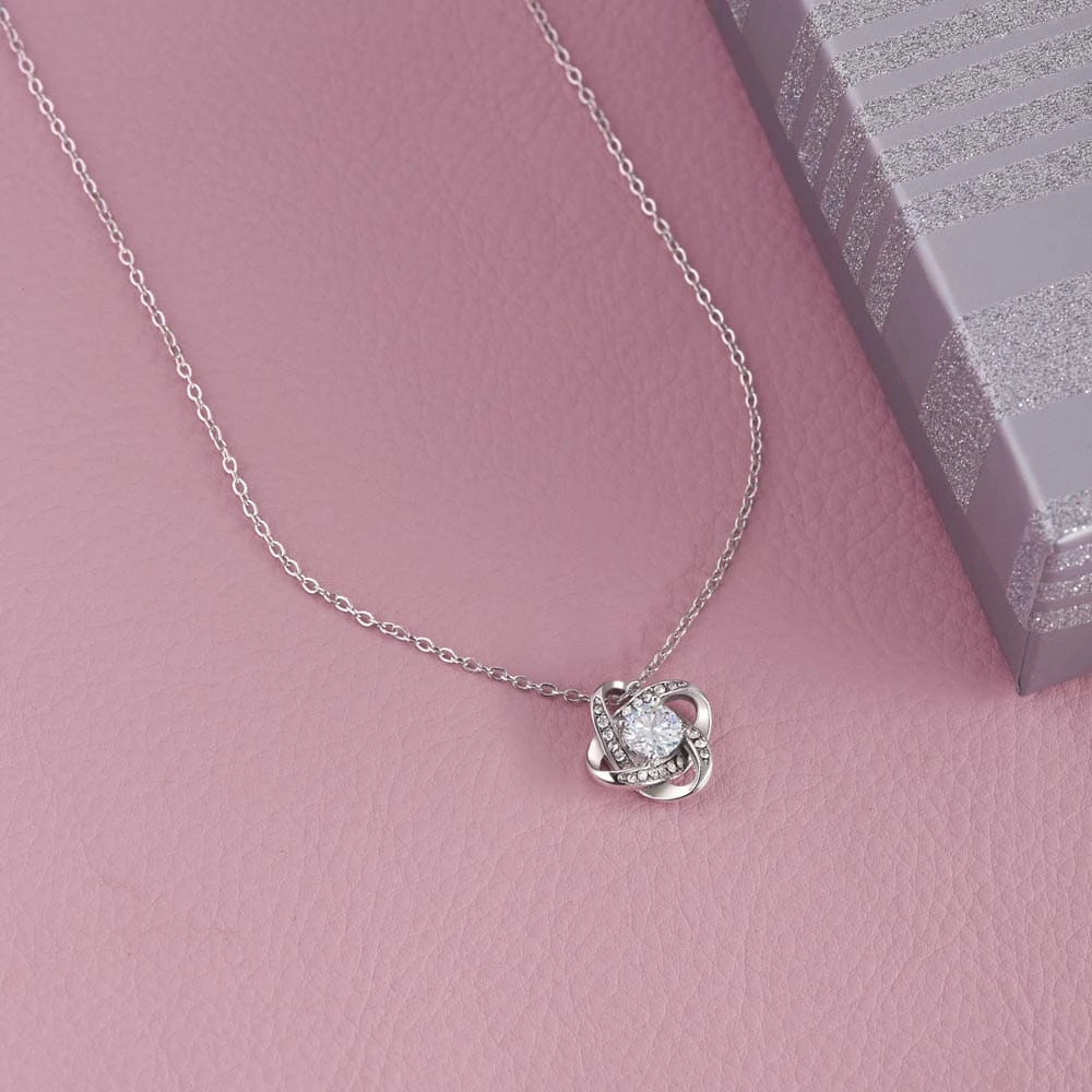 14k White Gold Love Knot Necklace for Mother So Grateful