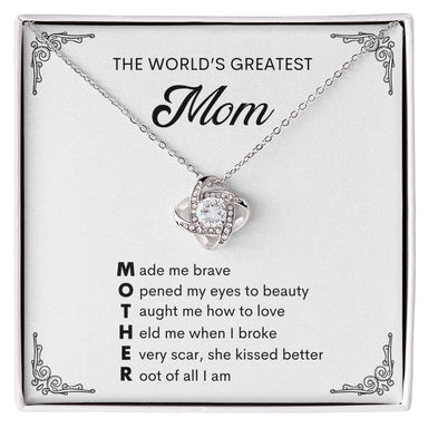 14k White Gold Mother Love Knot Necklace Message Card Jewelry for Mom Mother's Day Gift