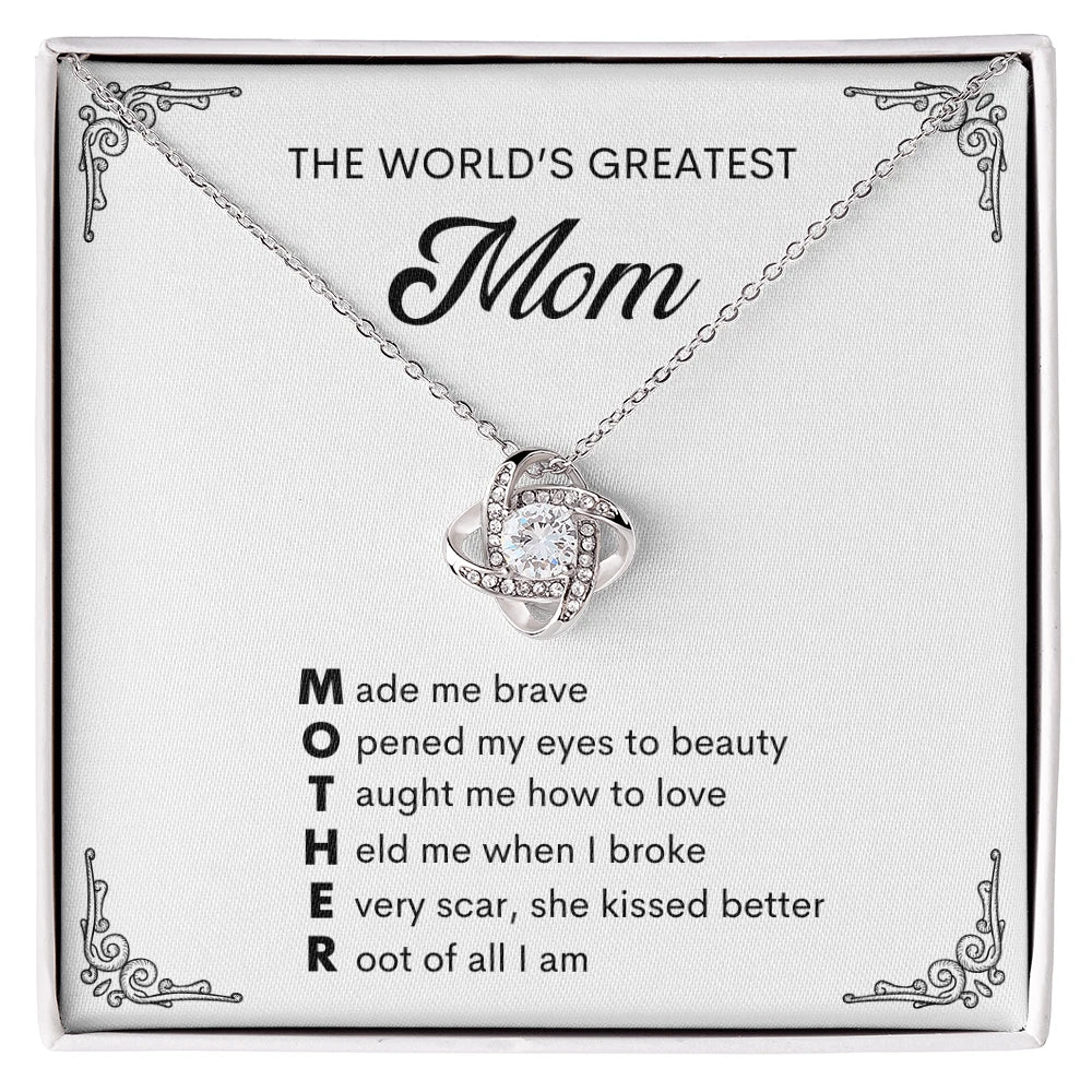 14k White Gold Mother Love Knot Necklace Message Card Jewelry for Mom Mother's Day Gift