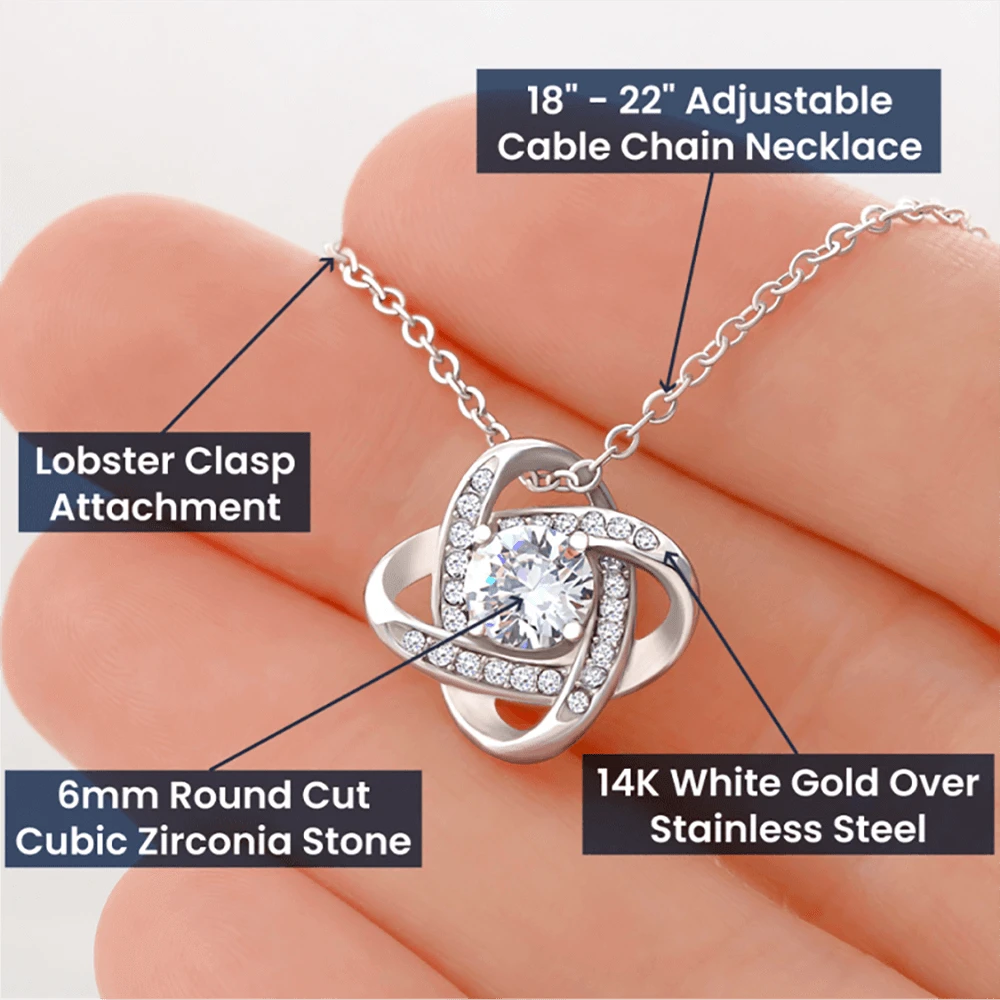 14k White Gold Mother Love Knot Necklace Message Card Jewelry for Mom Mother's Day Gift Product Specifications