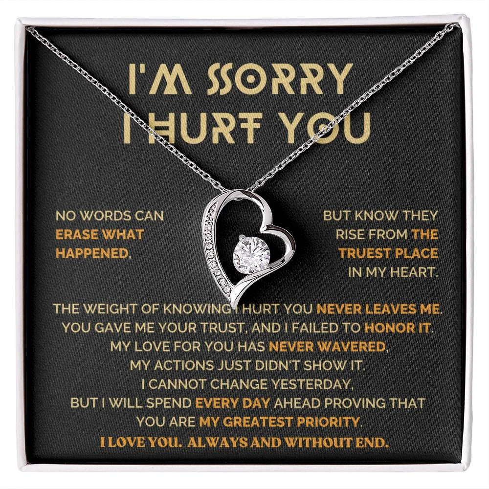 14k white gold forever love necklace for her message card jewelry I am sorry analogy gift