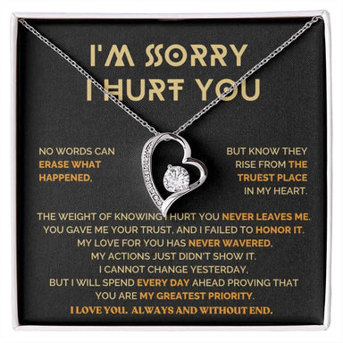14k white gold forever love necklace for her message card jewelry I am sorry analogy gift